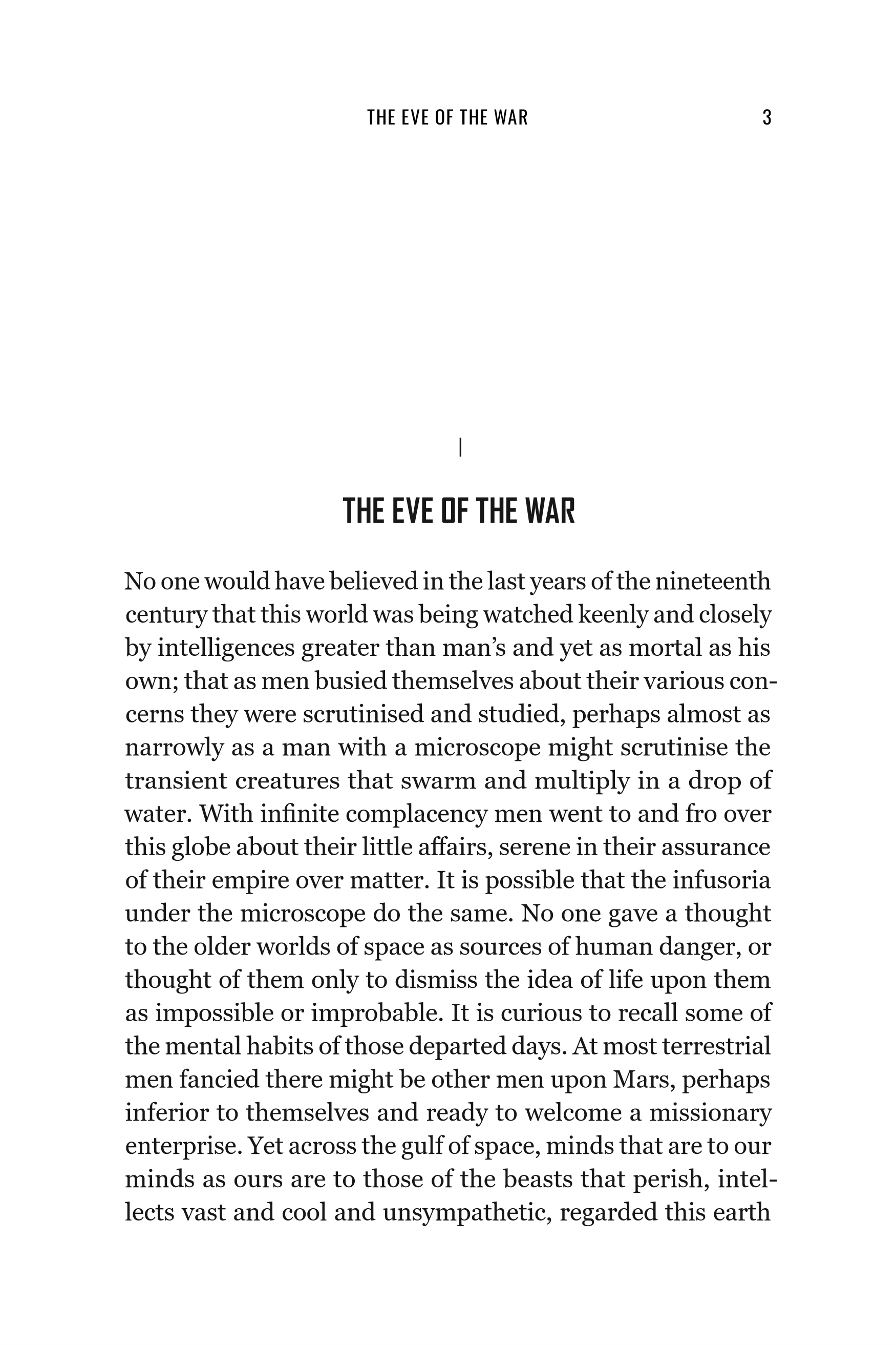 Formatted book interior layout — The War of the Worlds by H. G. Wells